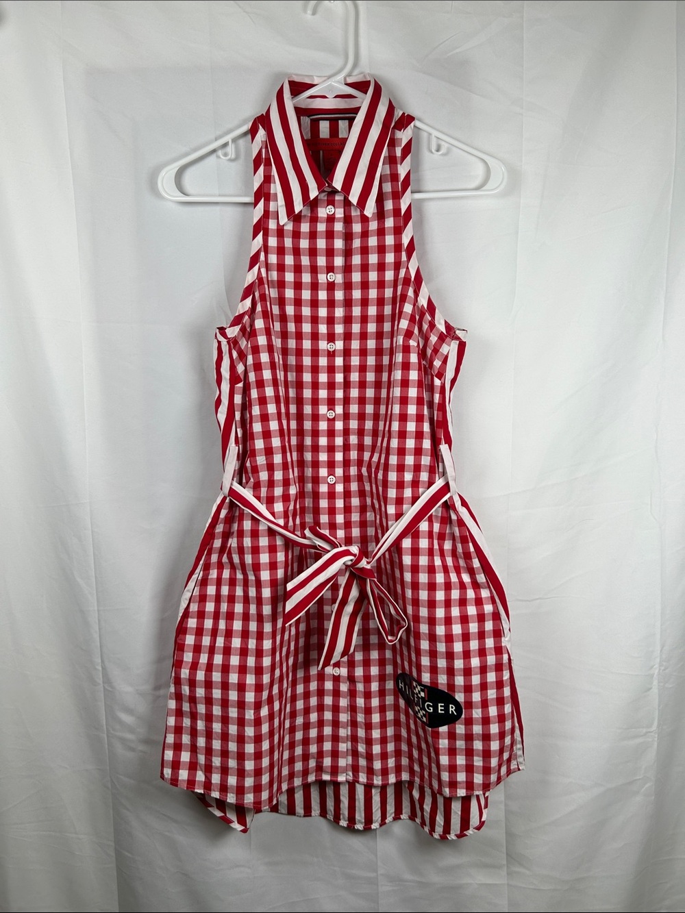 Tommy Hilfiger Check Striped Shirt Dress Women’s Size 4 Red White